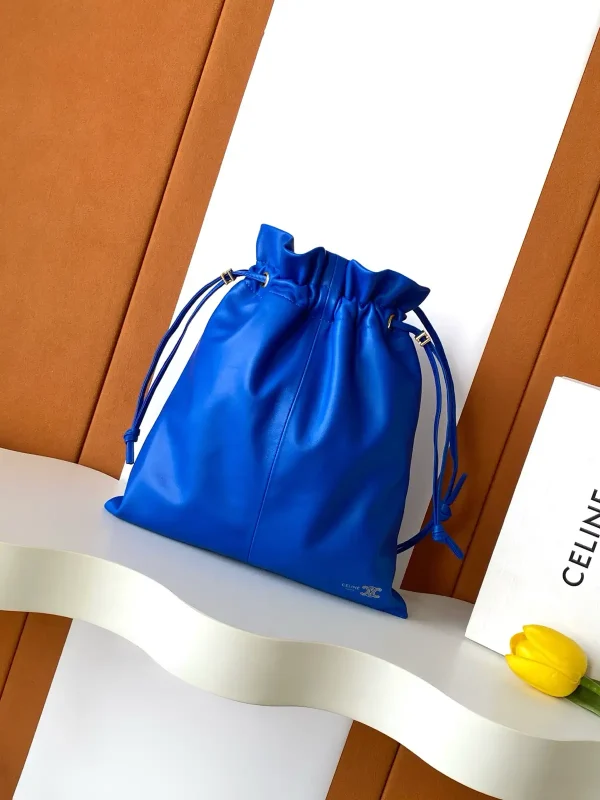CELINE Blue Drawstring Bucket Bag image 1
