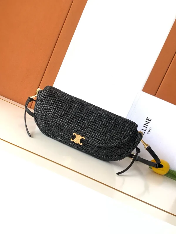 CELINE Black Woven Halfmoon Shoulder Bag image 1