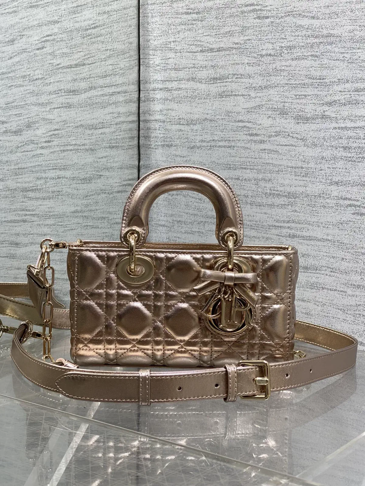 Dior Metallic Quilted Mini Top Handle Bag image 1