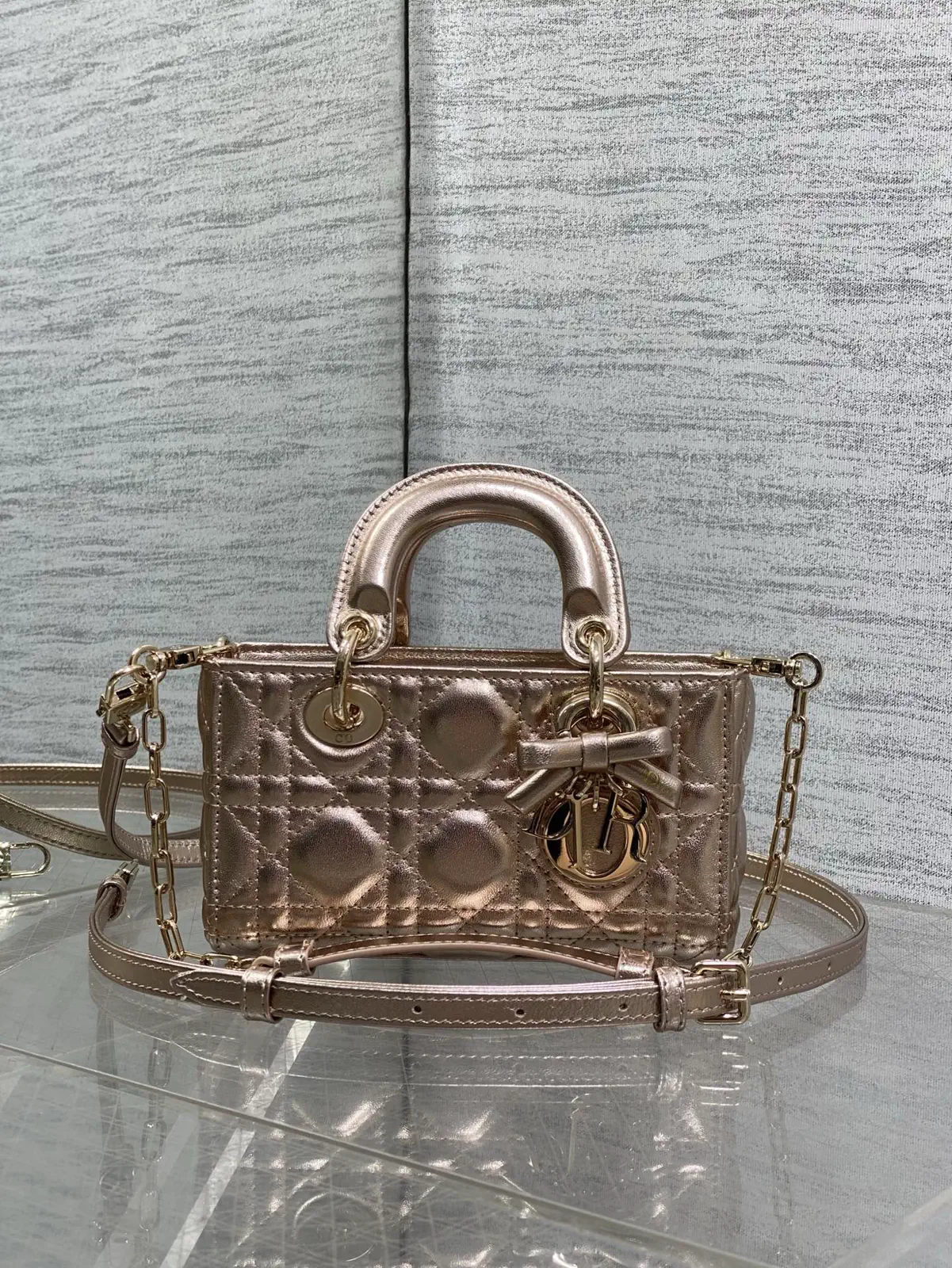 Dior Metallic Quilted D-Joy Top Handle Bag image 1