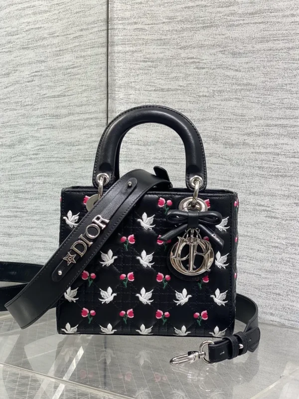 Dior Dove and Tulip Embroidered Top Handle Bag image 1