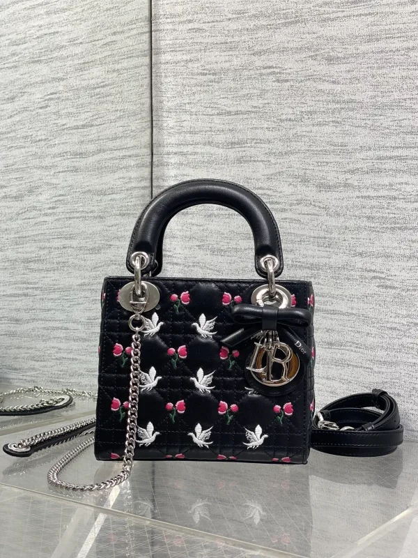 Dior Floral Bird Embroidered Top Handle Bag image 1