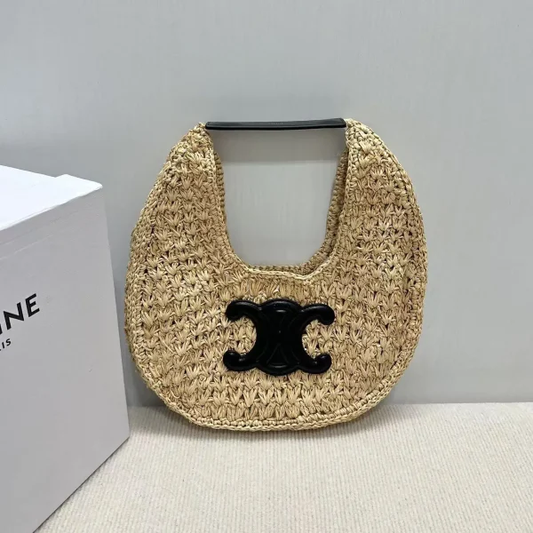 CELINE Straw Hobo Shoulder Bag image 1