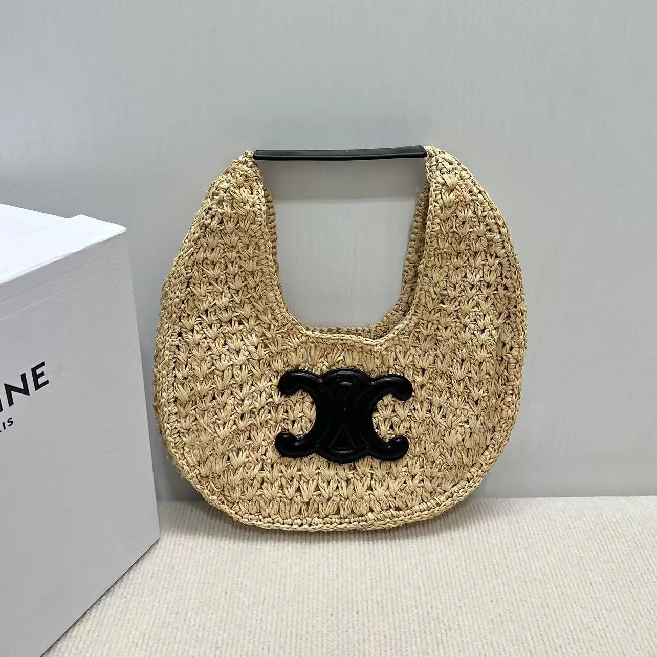 CELINE Straw Hobo Shoulder Bag image 1