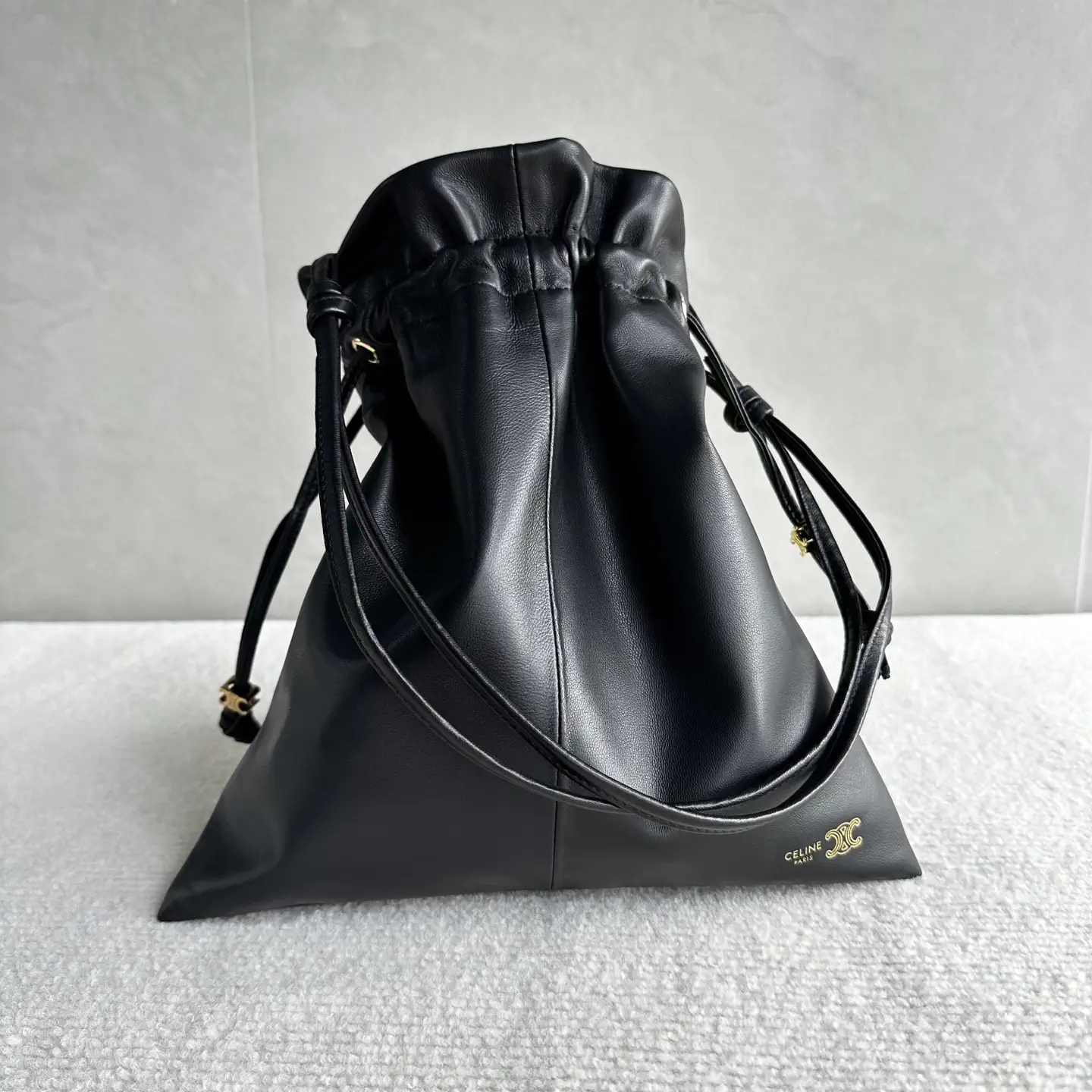 CELINE Black Drawstring Bucket Bag image 1