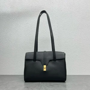 CELINE Black Pebbled Leather Soft 16 Shoulder Bag image 1