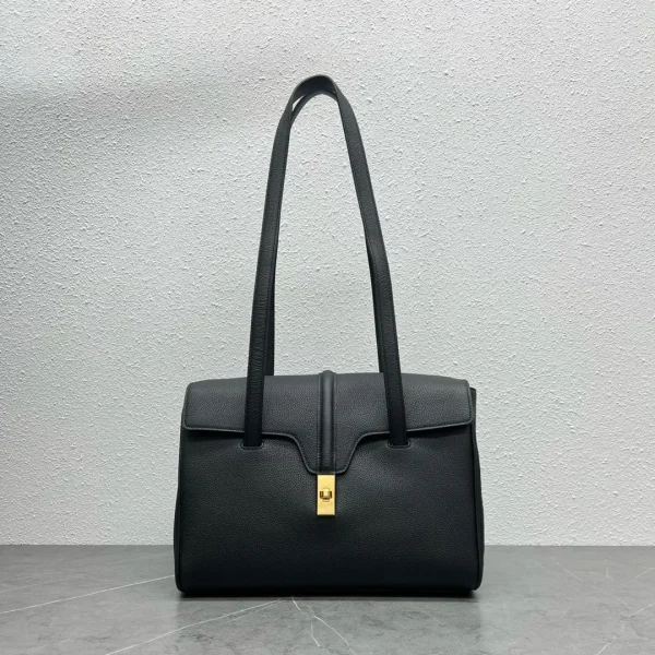 CELINE Black Pebbled Leather Soft 16 Shoulder Bag image 1