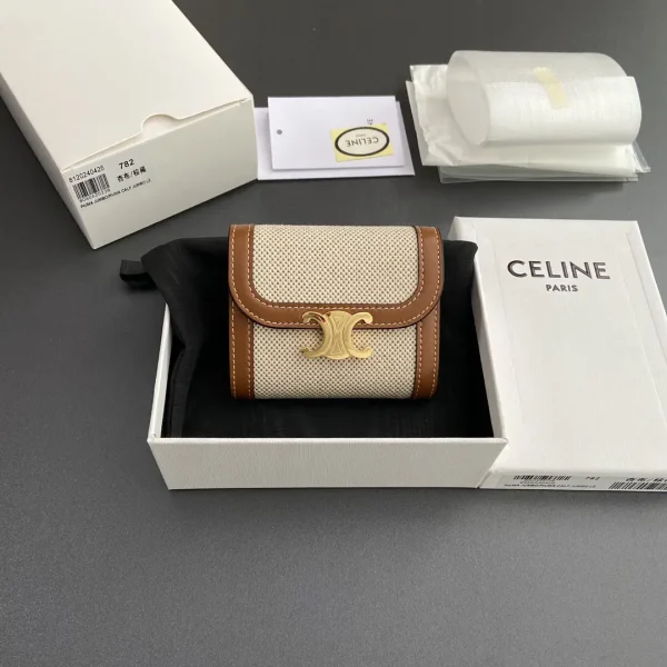 CELINE Triomphe Canvas and Leather Short Wallet image 1