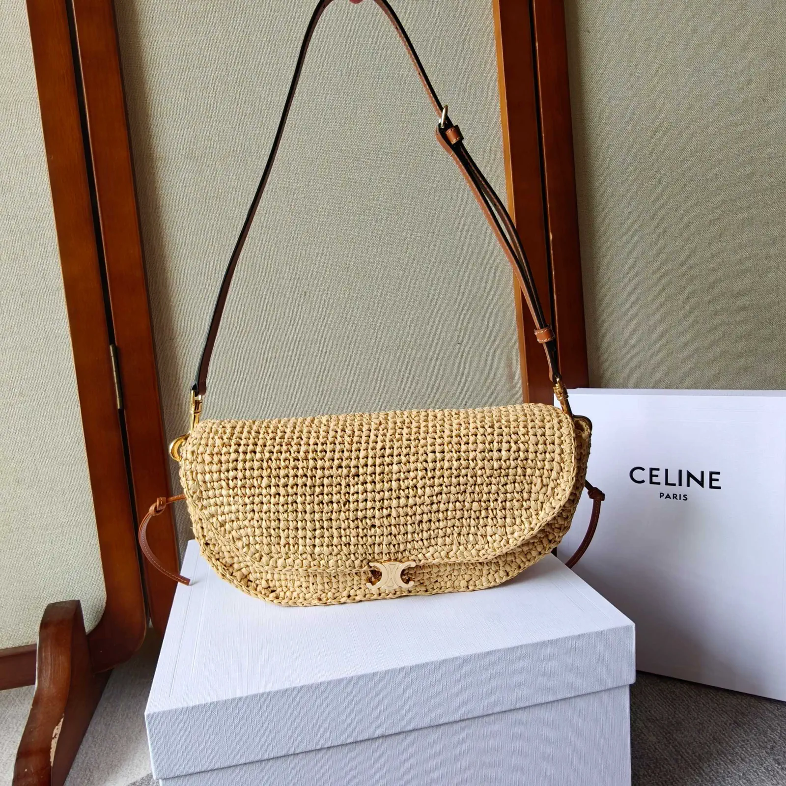 CELINE Woven Halfmoon Shoulder Bag image 1