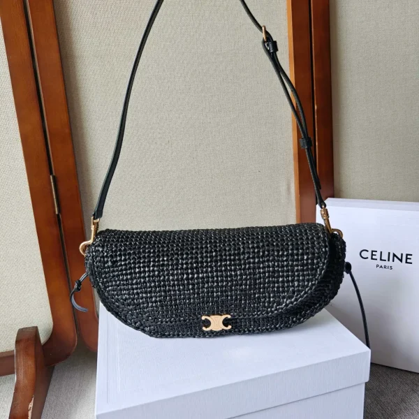 CELINE Black Woven Halfmoon Crossbody Bag image 1