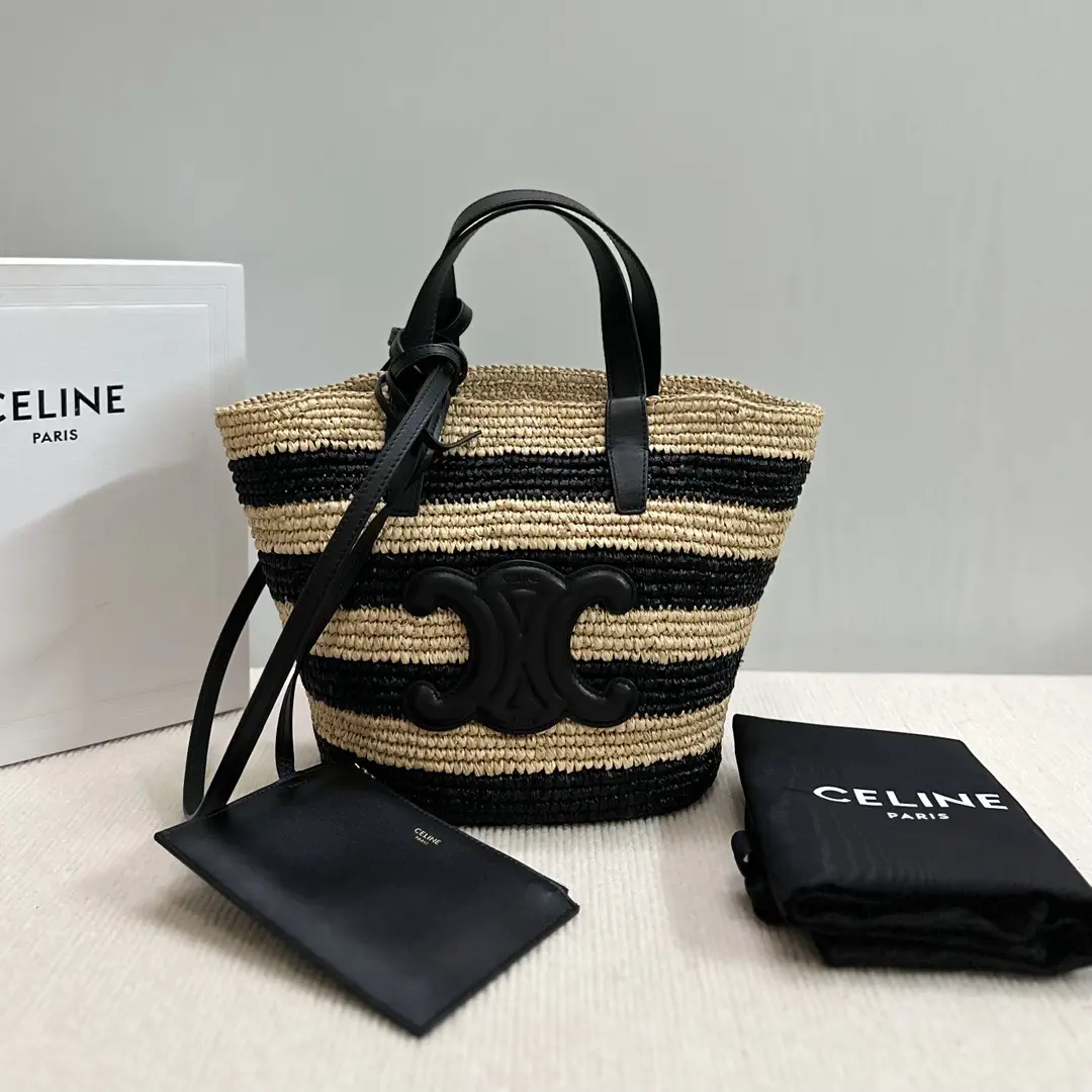 CELINE Striped Woven Bucket Bag image 1