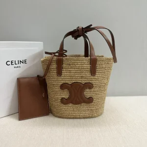 CELINE Woven Basket Bag with Leather Trim image 1