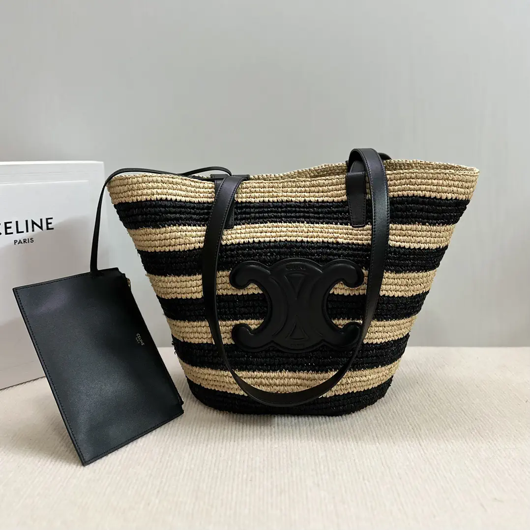 CELINE Striped Woven Tote Bag image 1