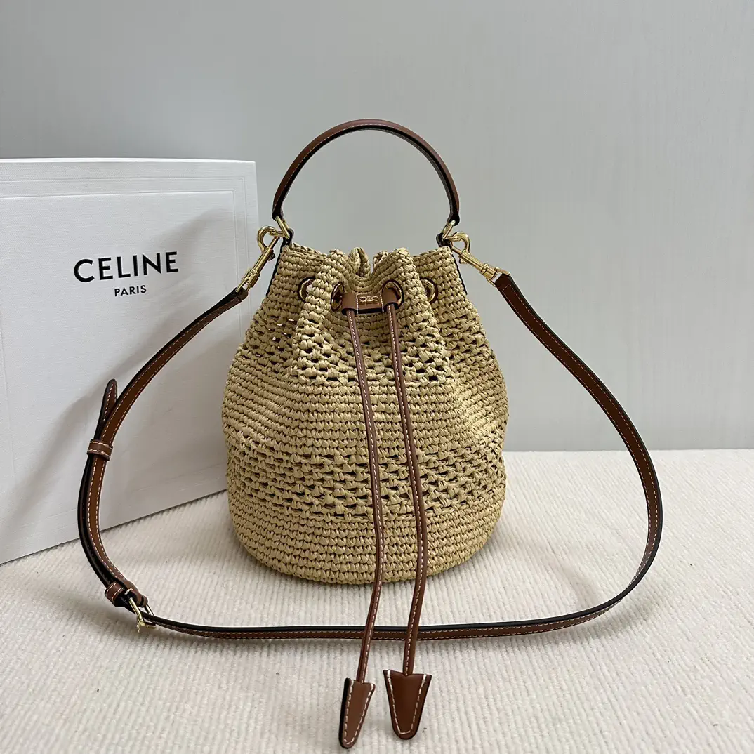CELINE CLARA Woven Bucket Bag with Leather Trim image 1