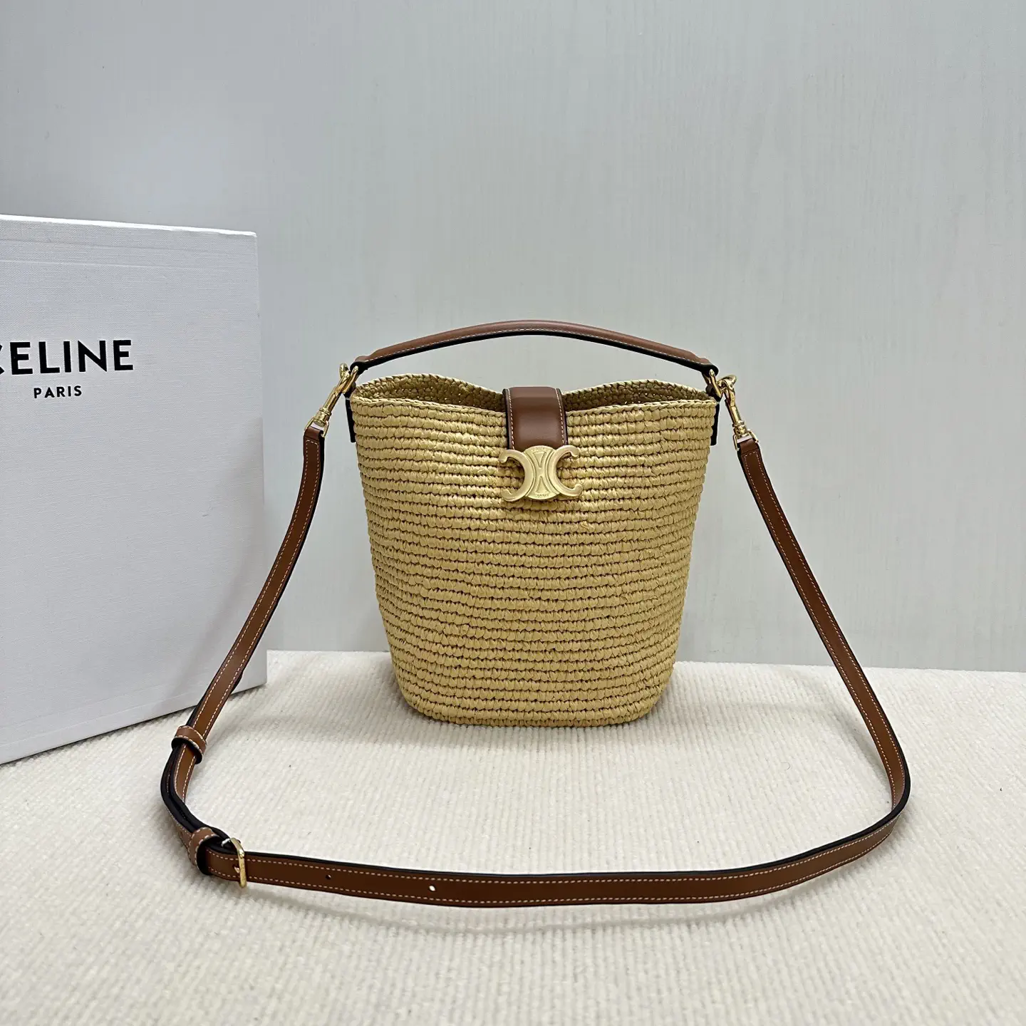 CELINE Louise Mini Straw Bucket Bag image 1
