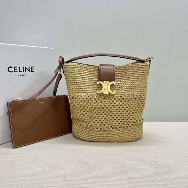 CELINE Raffia Bucket Bag with Triomphe Clasp image 1