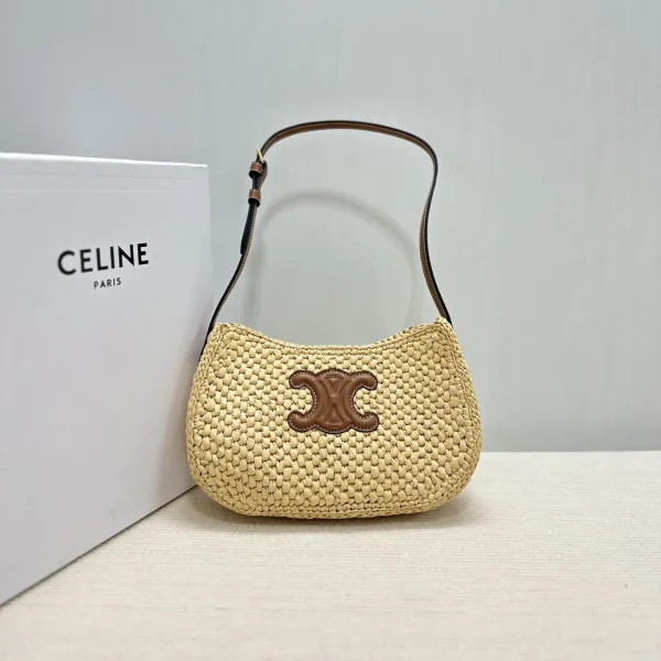 CELINE Woven Shoulder Bag with Leather Trim image 1