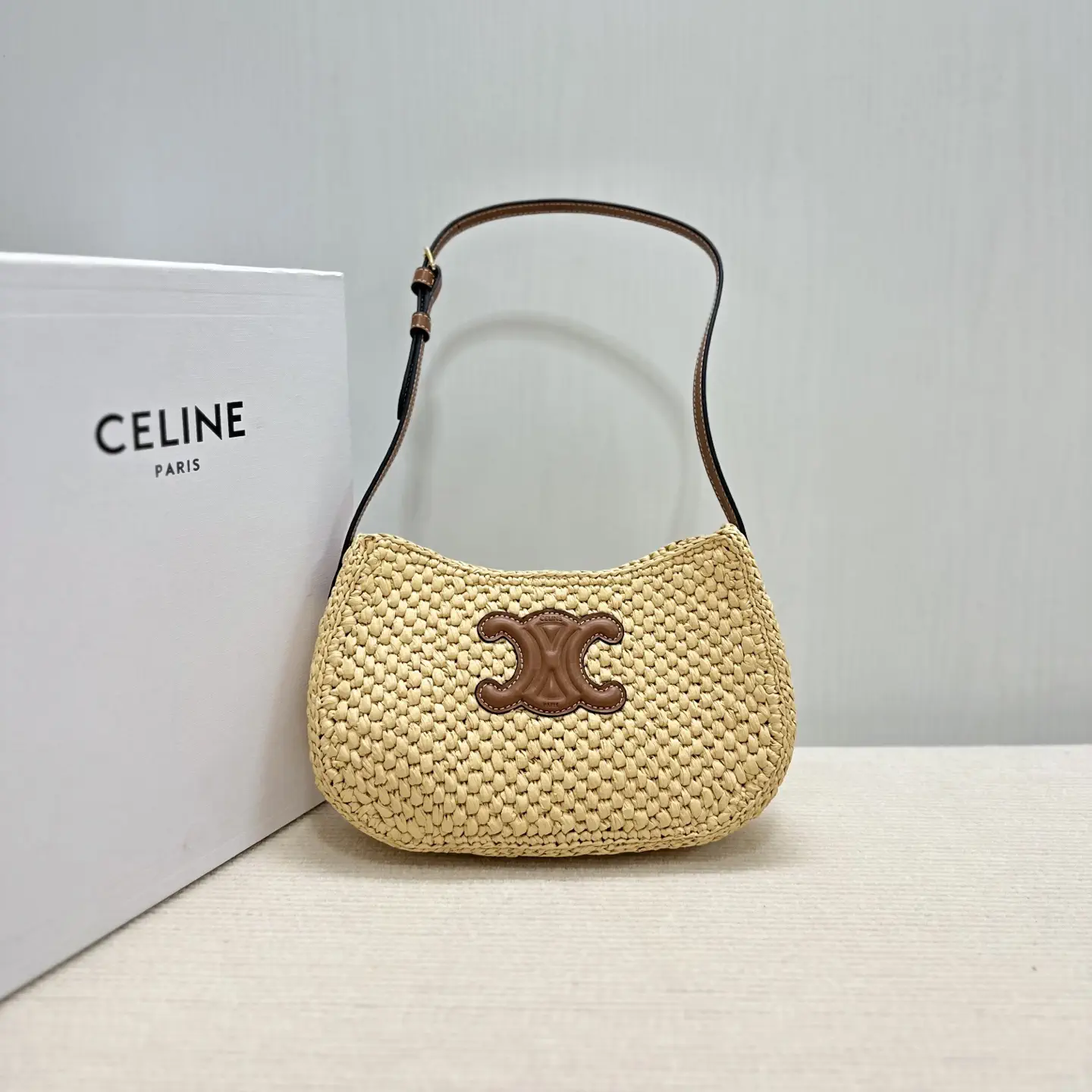 CELINE Woven Shoulder Bag with Leather Trim image 1