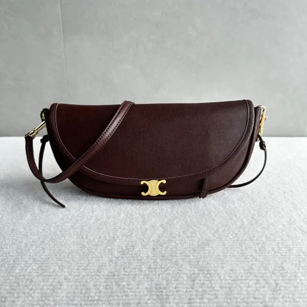 CELINE Dark Brown Halfmoon Crossbody Bag image 1