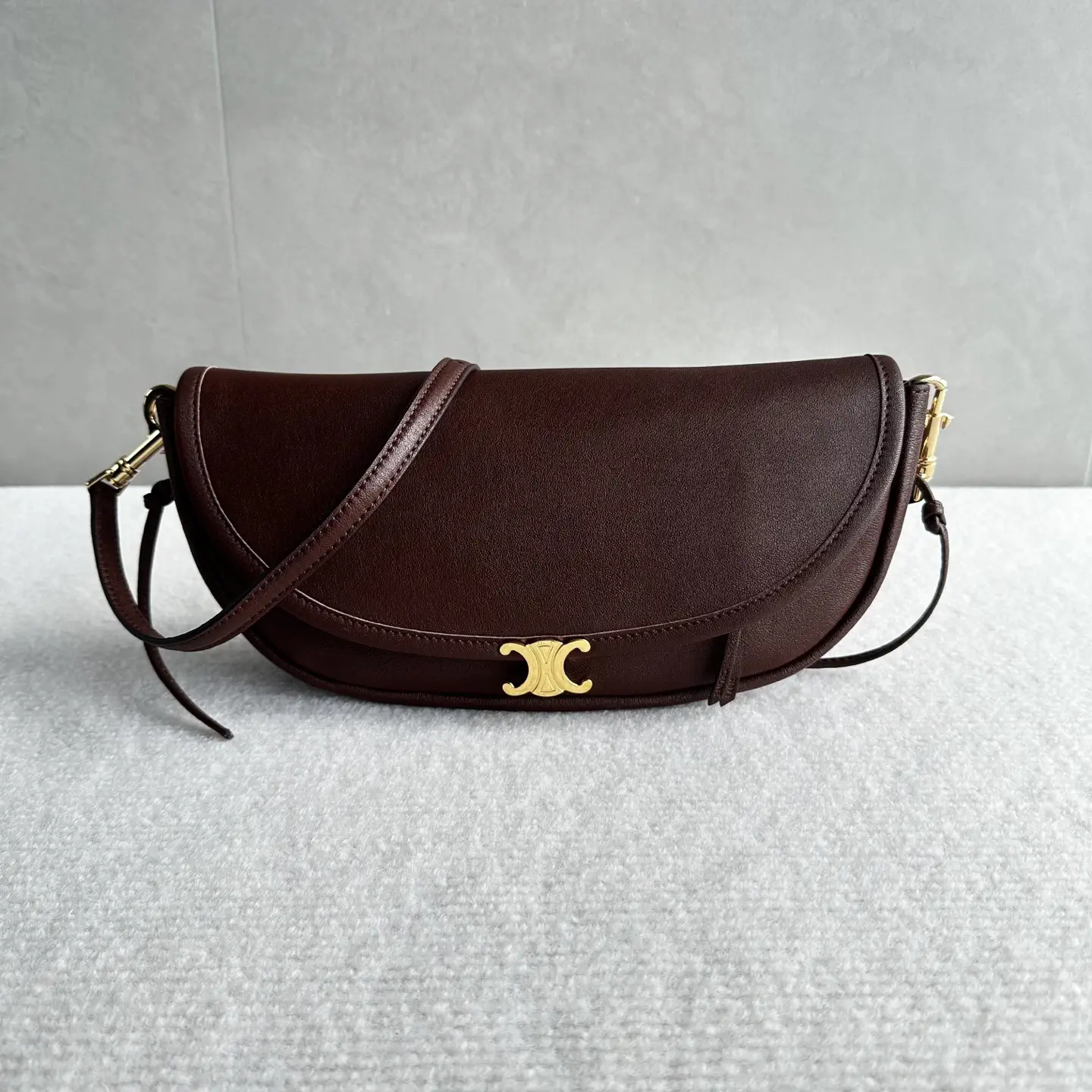 CELINE Dark Brown Halfmoon Crossbody Bag image 1