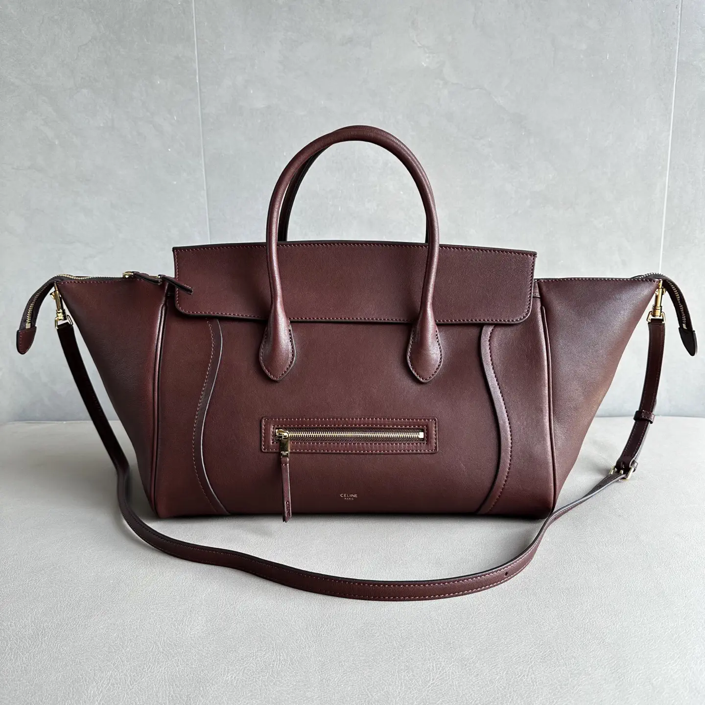 CELINE Dark Brown Leather Top Handle Bag image 1