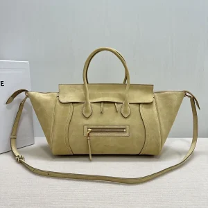 CELINE Beige Suede Top Handle Bag image 1