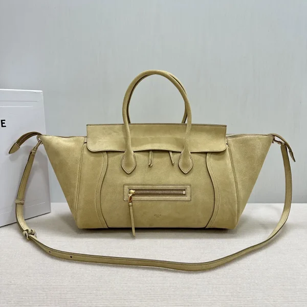 CELINE Beige Suede Top Handle Bag image 1