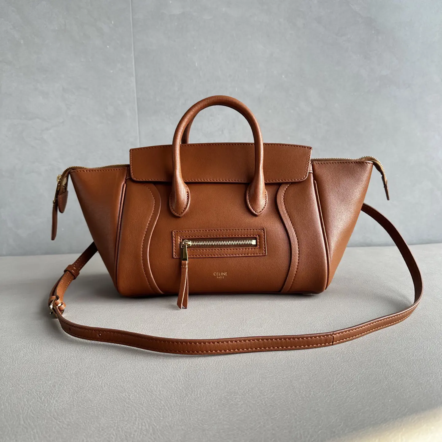 CELINE Brown Leather Top Handle Bag image 1