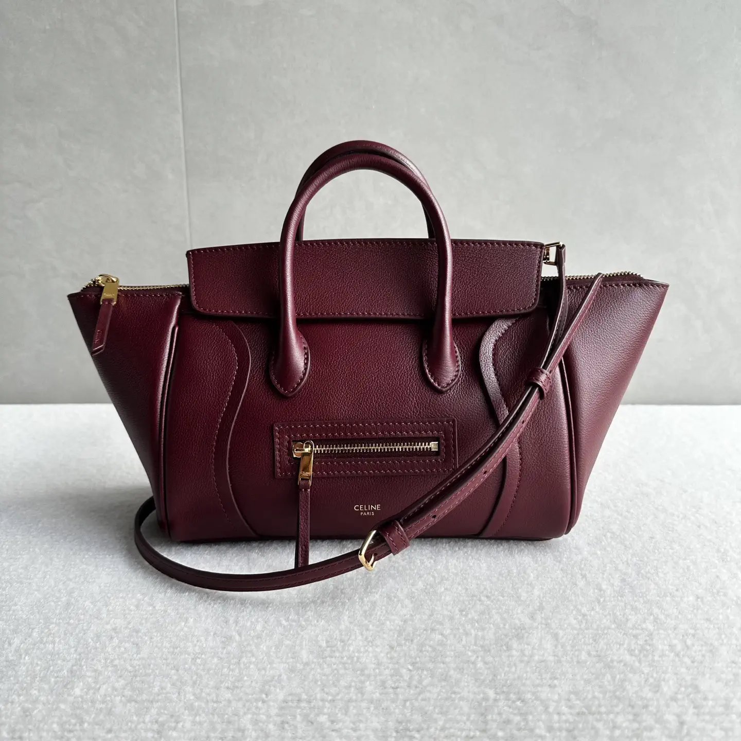 CELINE Burgundy Leather Top Handle Bag image 1