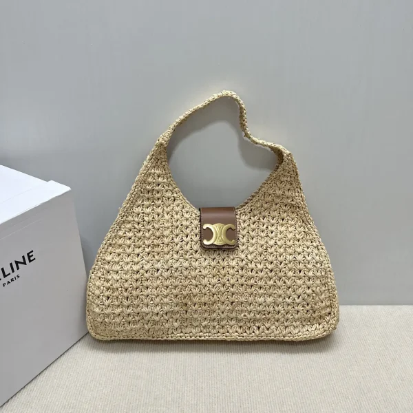 CELINE Cabas Triangle Straw Hobo Bag image 1