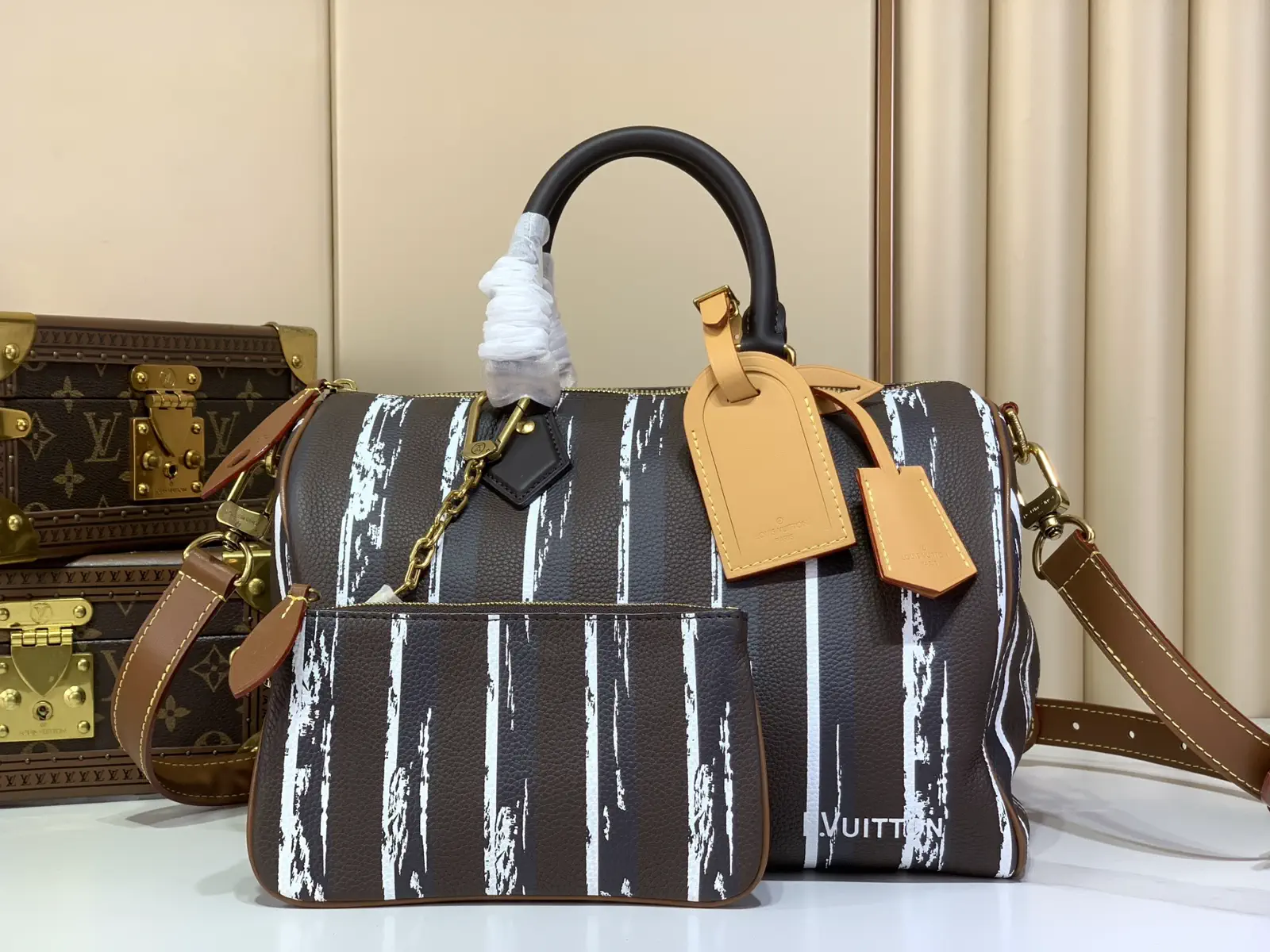 Louis Vuitton Striped Speedy P9 Bandoulière 30 Top Handle Bag image 1