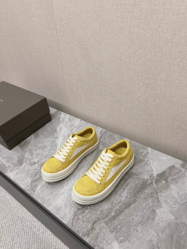 Rick Owens Yellow Suede Low-Top Sneakers image 1