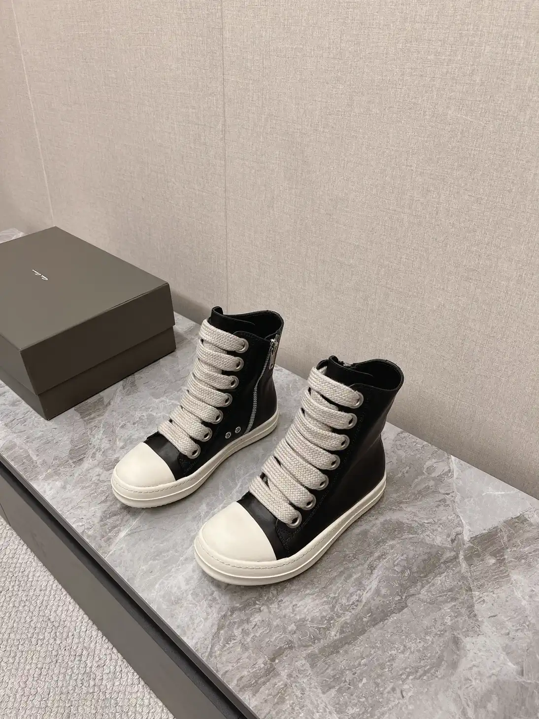 Rick Owens Main Line Watermelon Toe High-Top Sneakers image 1