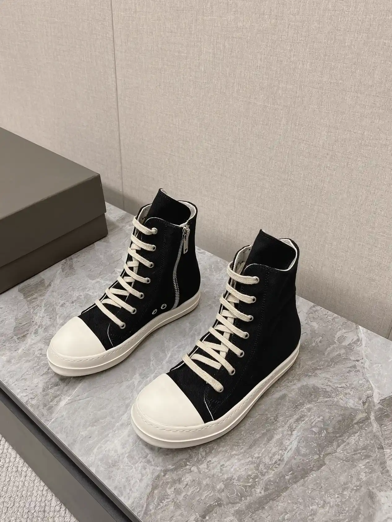 Rick Owens Main Line Watermelon Toe High-Top Sneakers image 1