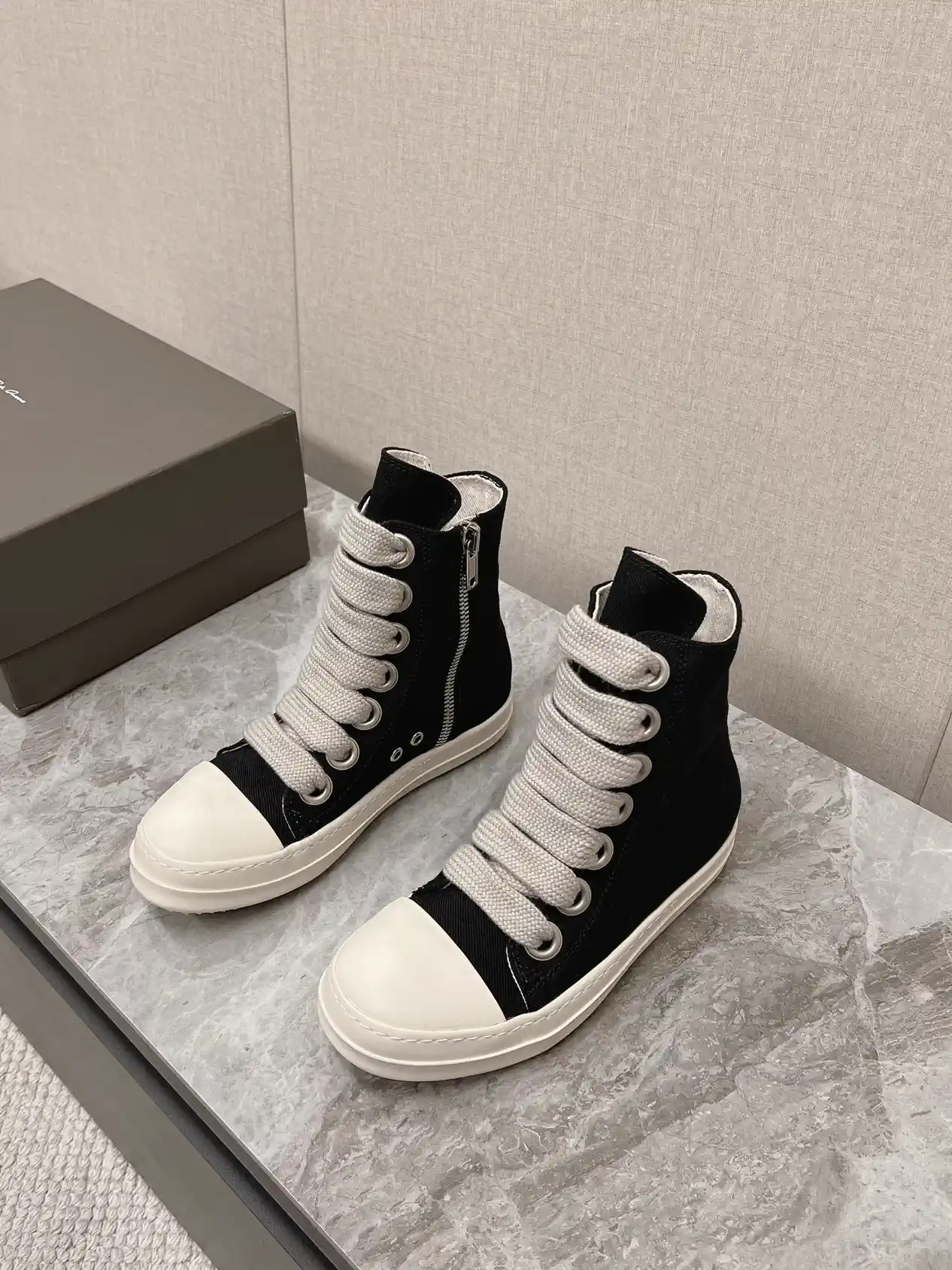 Rick Owens Main Line Watermelon Toe High-Top Sneakers image 1