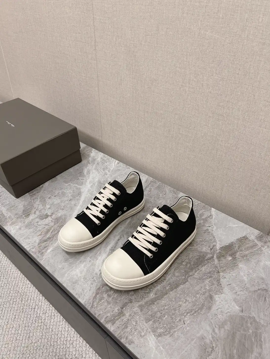 Rick Owens Main Line Watermelon Toe Denim Low-Top Sneakers image 1