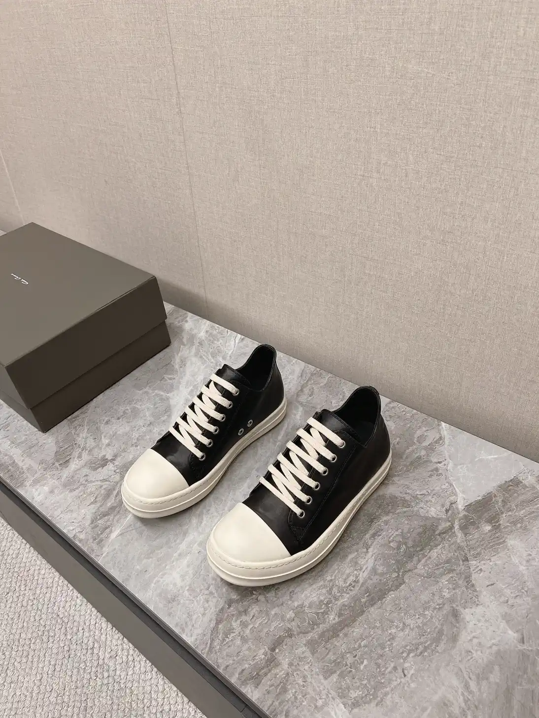 Rick Owens Main Line Water-Dyed Cowhide Low-Top Sneakers image 1
