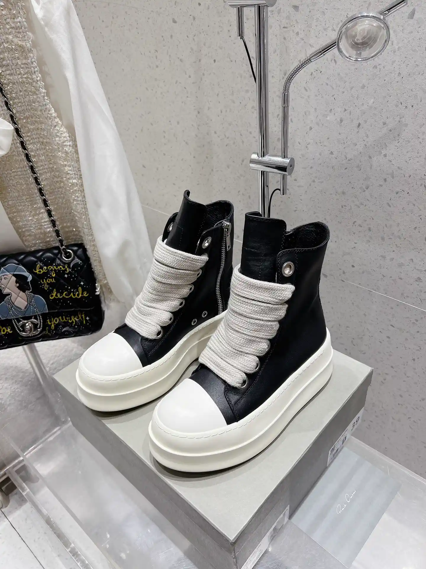 Rick Owens High Top Platform Lace Up Boots image 1