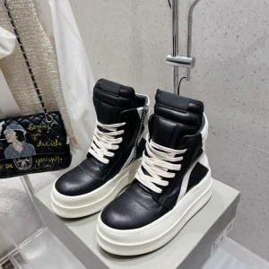 Leather Platform High-Top Lace-Up Ankle Boots image 1