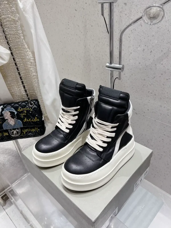 Leather Platform High-Top Lace-Up Ankle Boots image 1