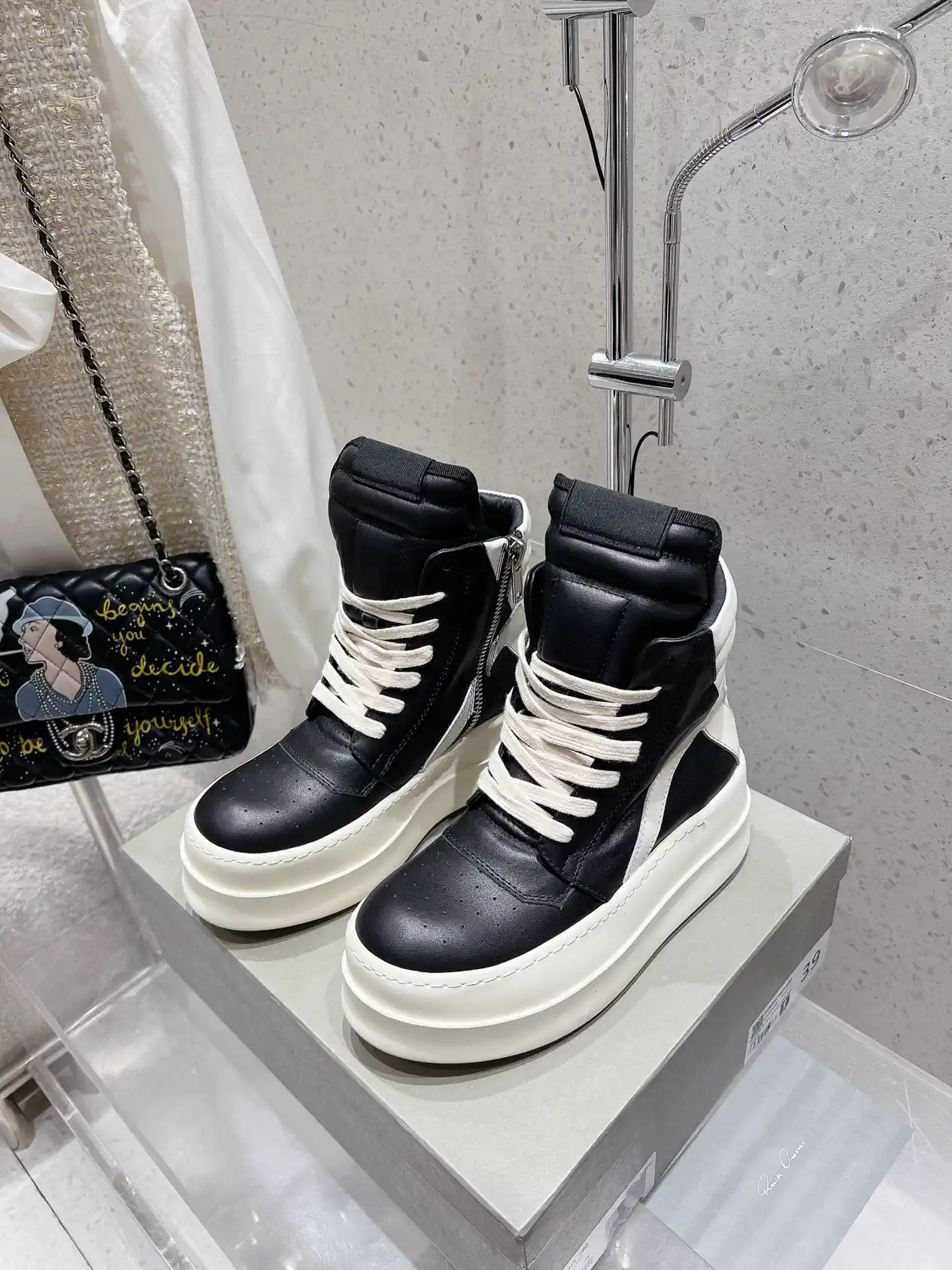 Leather Platform High-Top Lace-Up Ankle Boots image 1