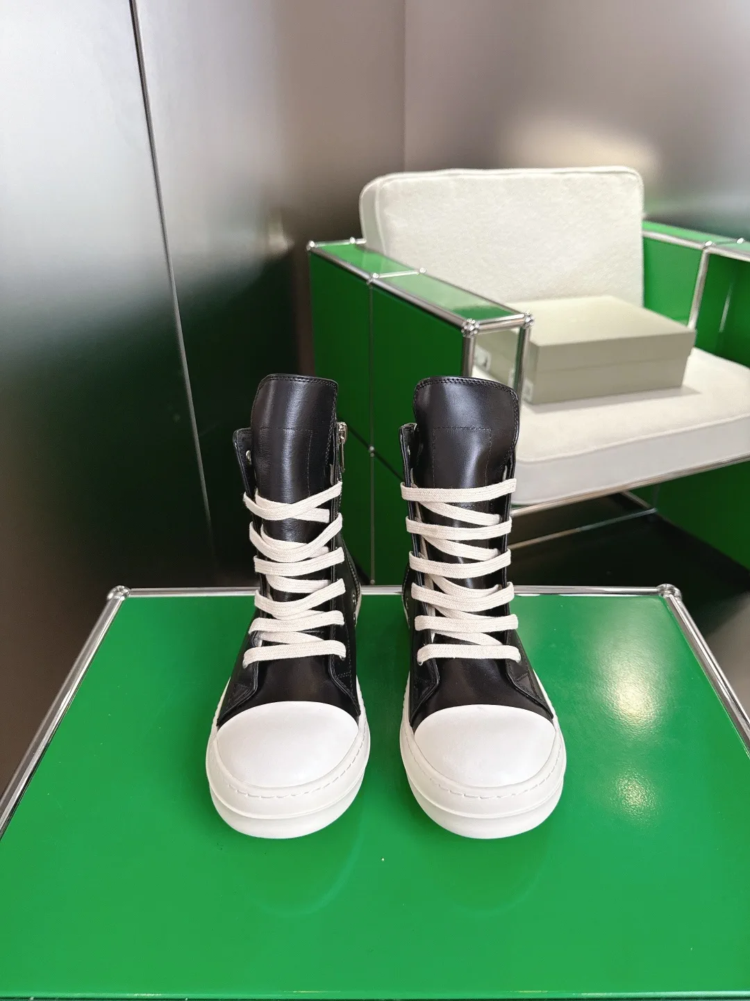 Rick Owens High Top Leather Casual Sneakers image 1