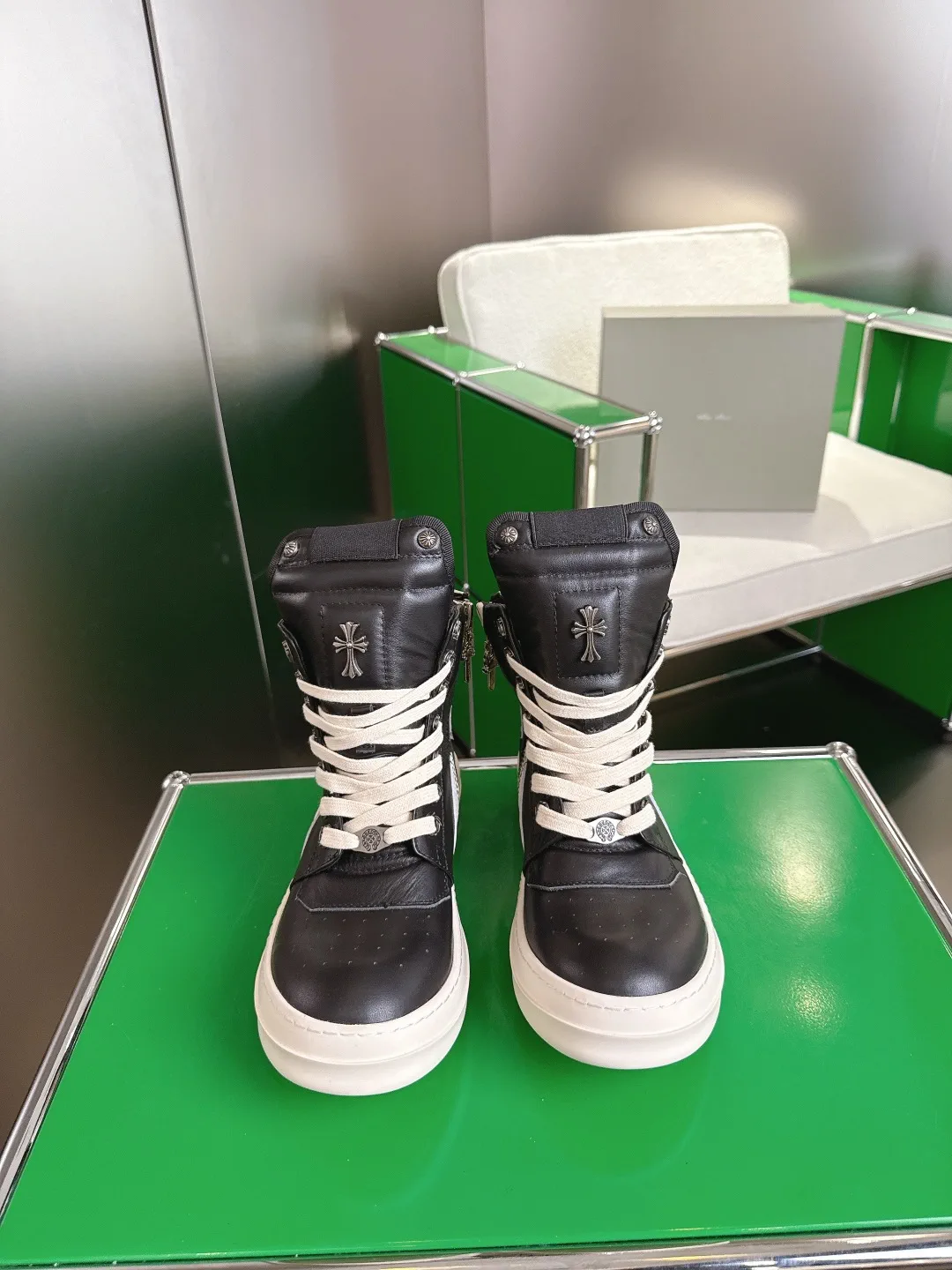 EDFU Full Grain Cowhide Retro High-Top Casual Sneakers image 1