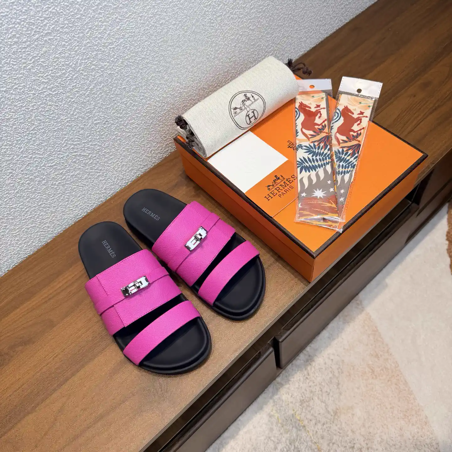 HERMES Kazimir Leather Suede Sandals Classic Colorway image 1