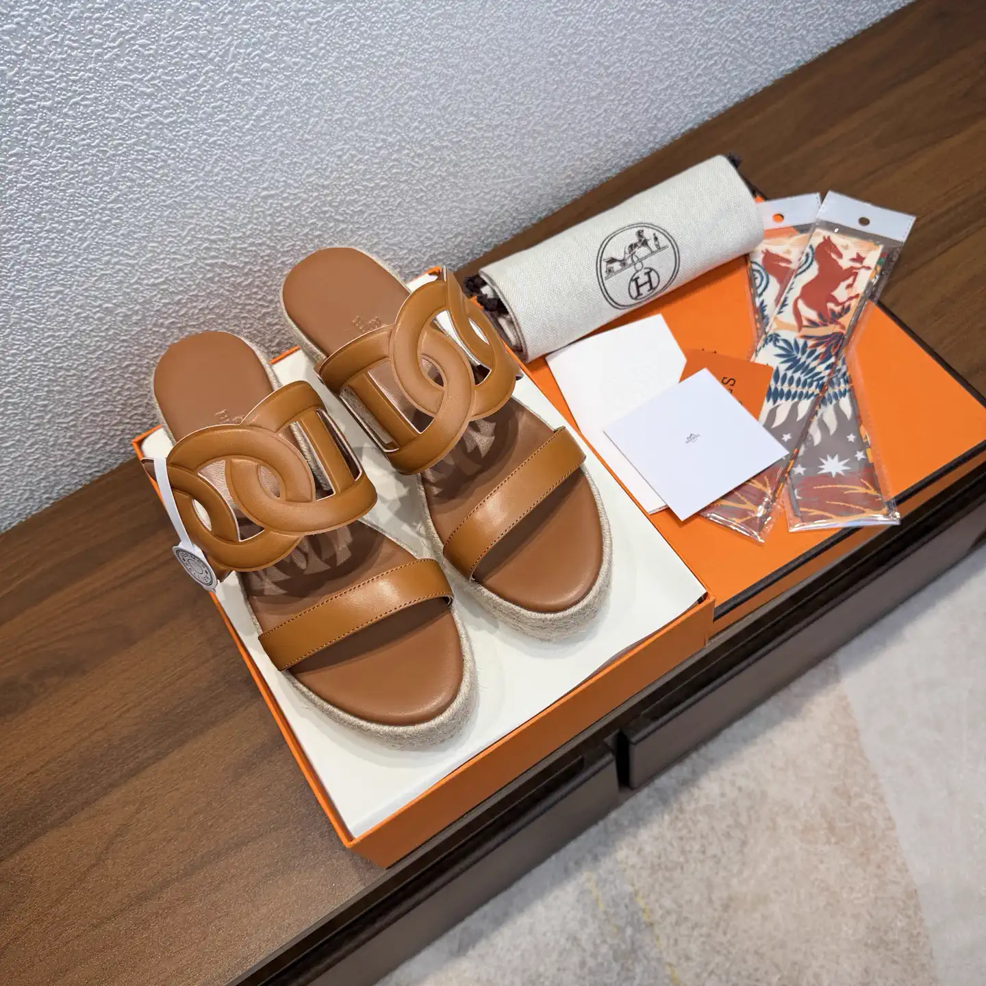 HERMES Women's Calfskin Leather Pig Nose Slide Sandals image 1