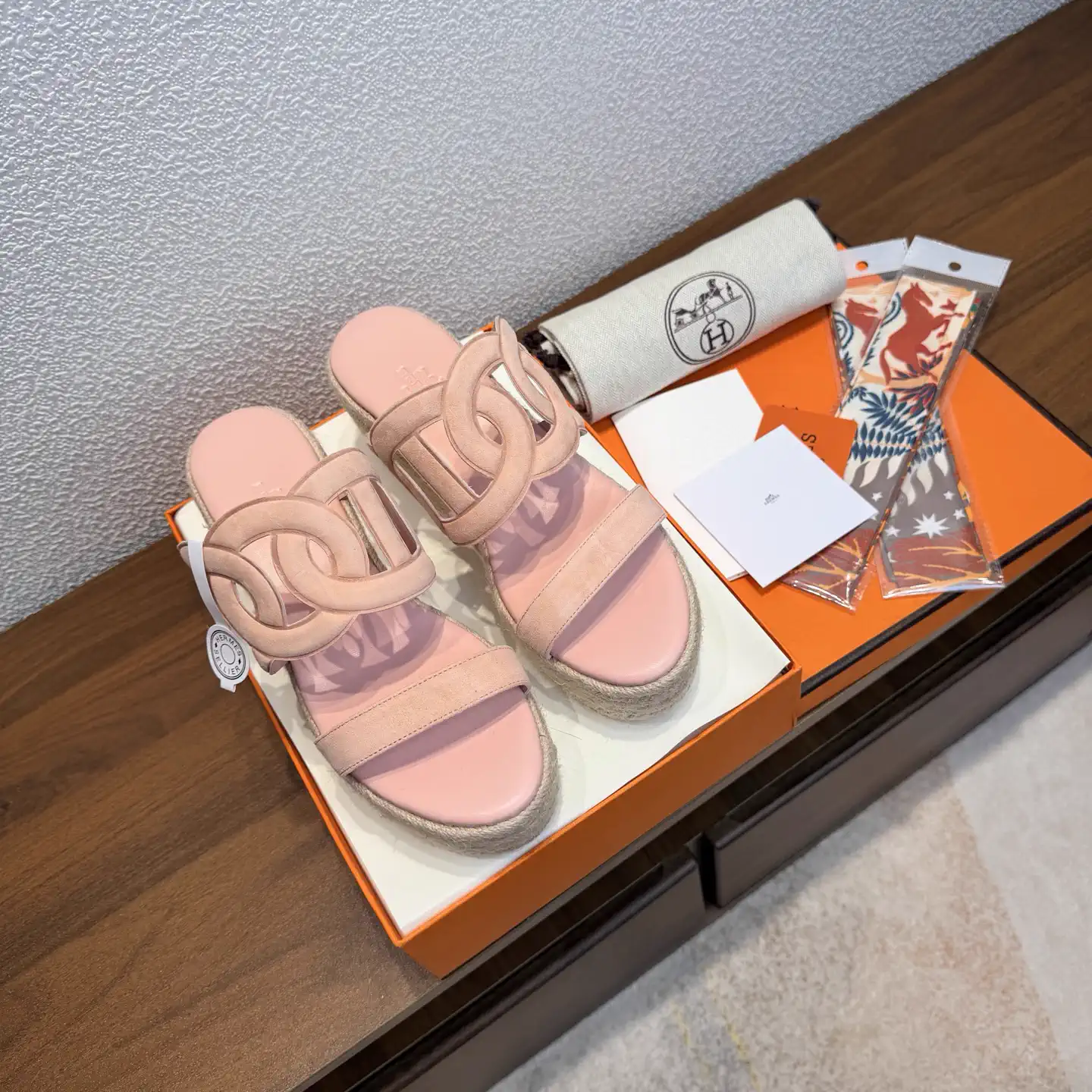 HERMES Pig Nose Leather Slide Sandals image 1