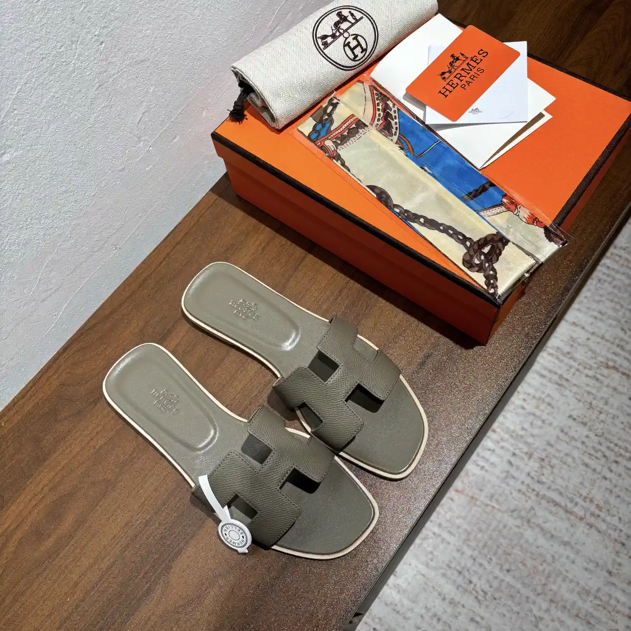 Hermes Oran Epsom Leather Sandals image 1