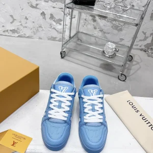 LV Trainer Sneakers in Blue Calf Leather image 1