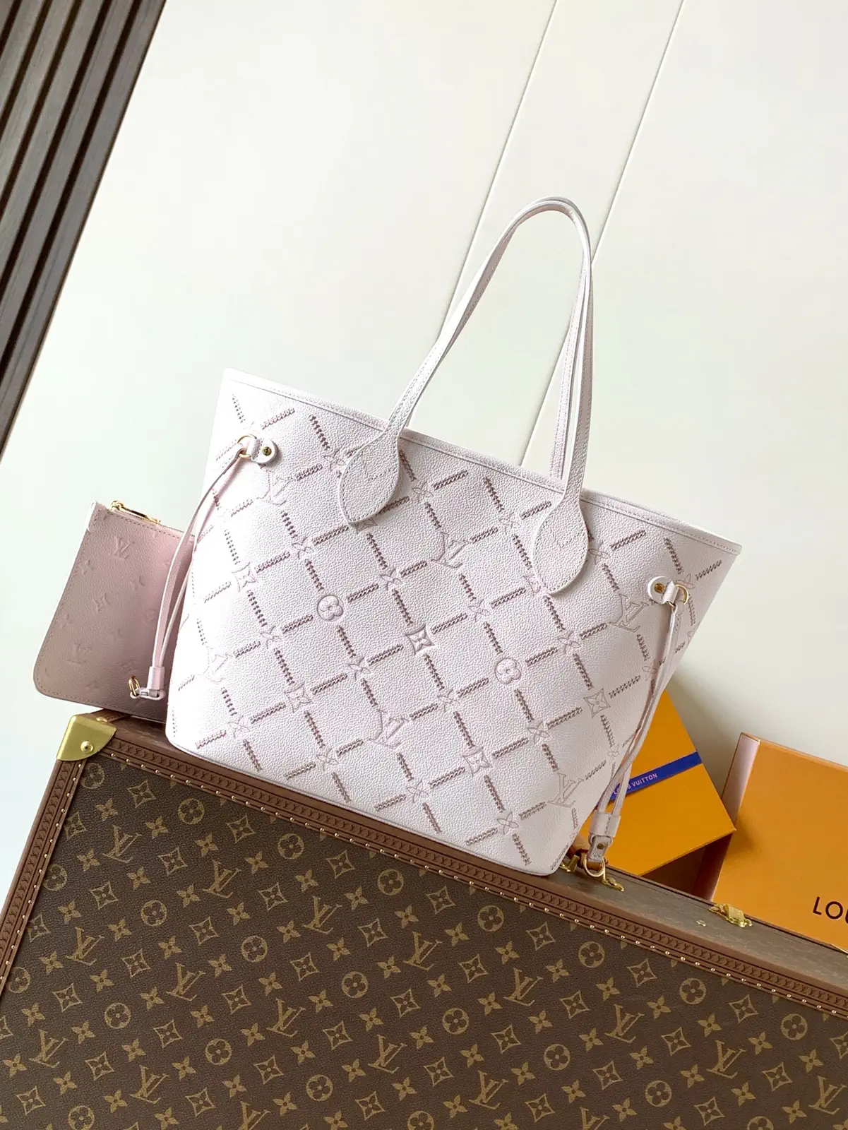 Louis Vuitton Light Pink Monogram Empreinte Neverfull MM Tote Bag image 1