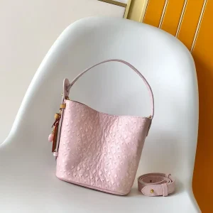 Louis Vuitton Pink Ostrich-Embossed Bucket Bag image 1